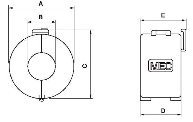 開閉自在型トロイダルクランプコア MTFCシリーズ(低周波用) 仕様1